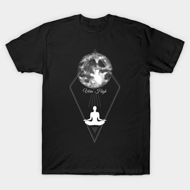 Vibin' High Moon Meditation T-Shirt by Cosmic Dust Art